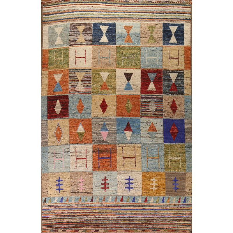 Tapis géométrique marocain noué à la main 10 x 13