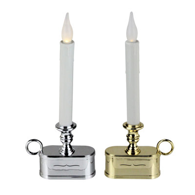 Lampe bougie de Noël à DEL dorée et argentée à pile avec base 11 po