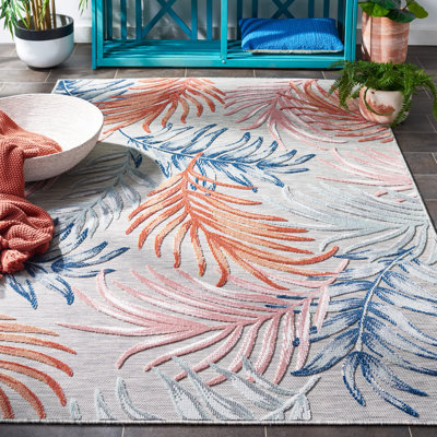 South Hadley Floral Gray/Rust/Navy Indoor / Outdoor Area Indoor/Outdoor Area Rug