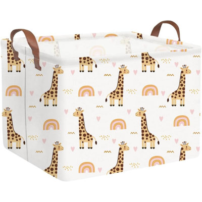 Rectangular Giraffe Basket,Waterproof Foldable Nursery Laundry Basket,Baby Storage Basket,Kids Toys Bin,Baby Gift Baskets For Bedroom
