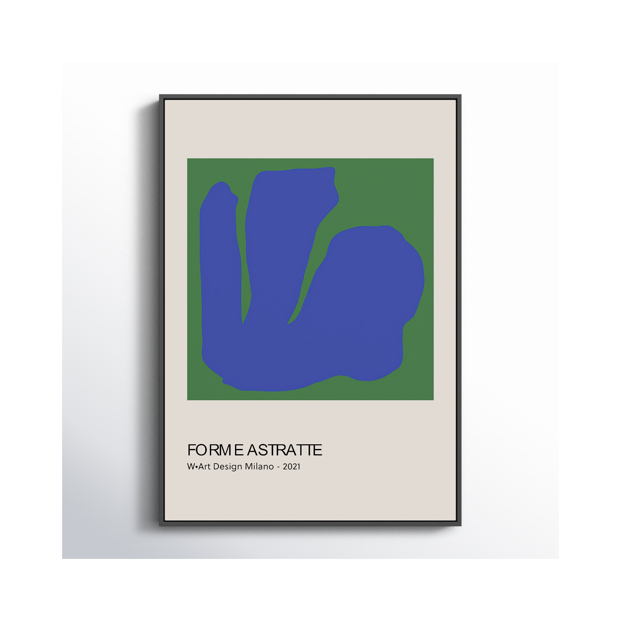 Forme Astratte Blue & Green by Romina Gadler, 20" H x 14" W x 1.25" D, Black Framed Canvas