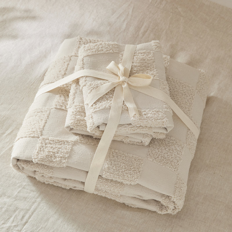Housse de couette en jacquard, motif géométrique, Housse de couette pour grand lit + 2 taies d'oreil, Beige