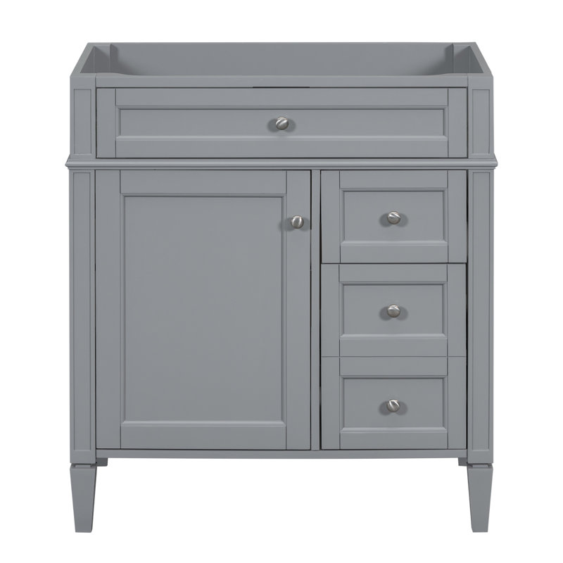 Meuble-lavabo de salle de bain de 30 po sans lavabo supérieur, armoire de rangement moderne avec 2 tiroirs et un tiroir rabattable (BASSIN INCLUS)