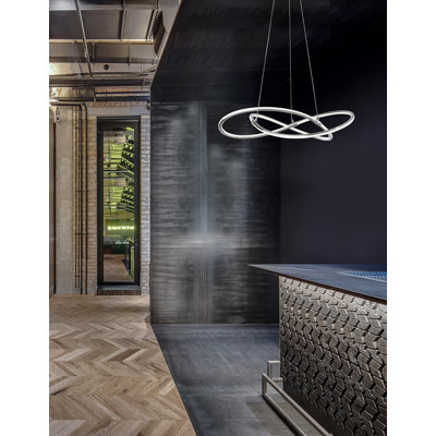 1 - Light Chrome LED Waggon Wheel Pendant