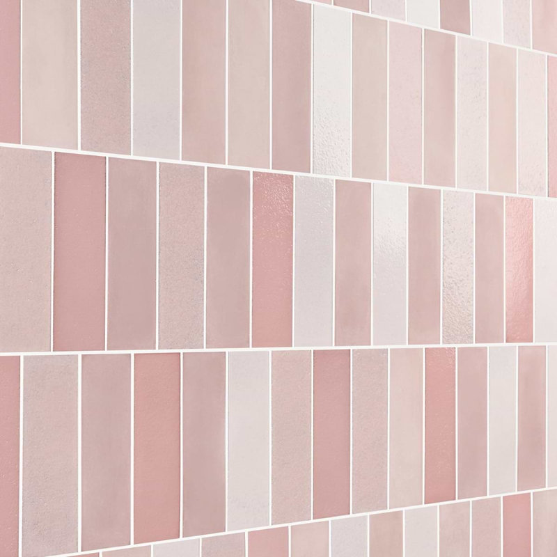Color One Blend 2x8 Cement and Lava Stone Tiles, Pink