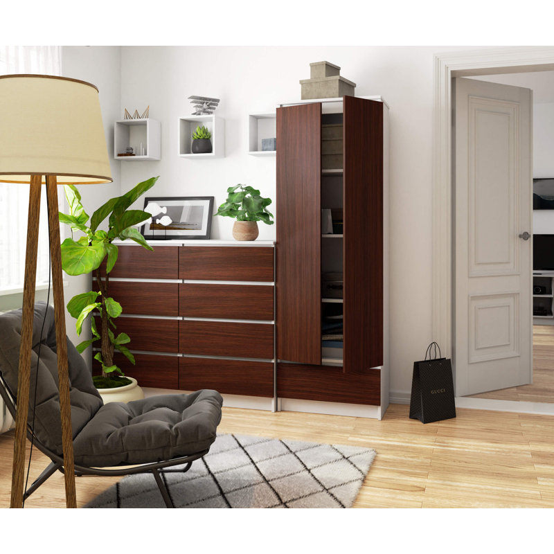 Alexsandria 180 cm H x 60 cm W Standard Bookcase, White/Venge