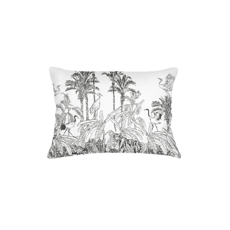 Printed Pillows Linen Pillow Cover & Insert, Black, Rectangle 14" H x 40" W, Down Blend