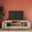 Mono TV Unit for TVs up to 60 Inch, 140 cm Small Modern TV Stand Cabinet with Storage Cupboards & Shelves, Wooden Media Console for Living Room, Minimalist TV Table Furniture (Warm Oak & Light Grey)