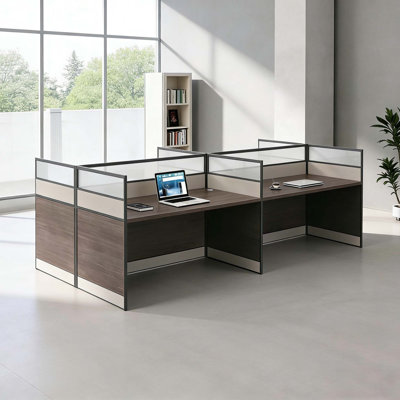 Rectangle 4 Person Cubicle Desk,Benching Workstation with Cable