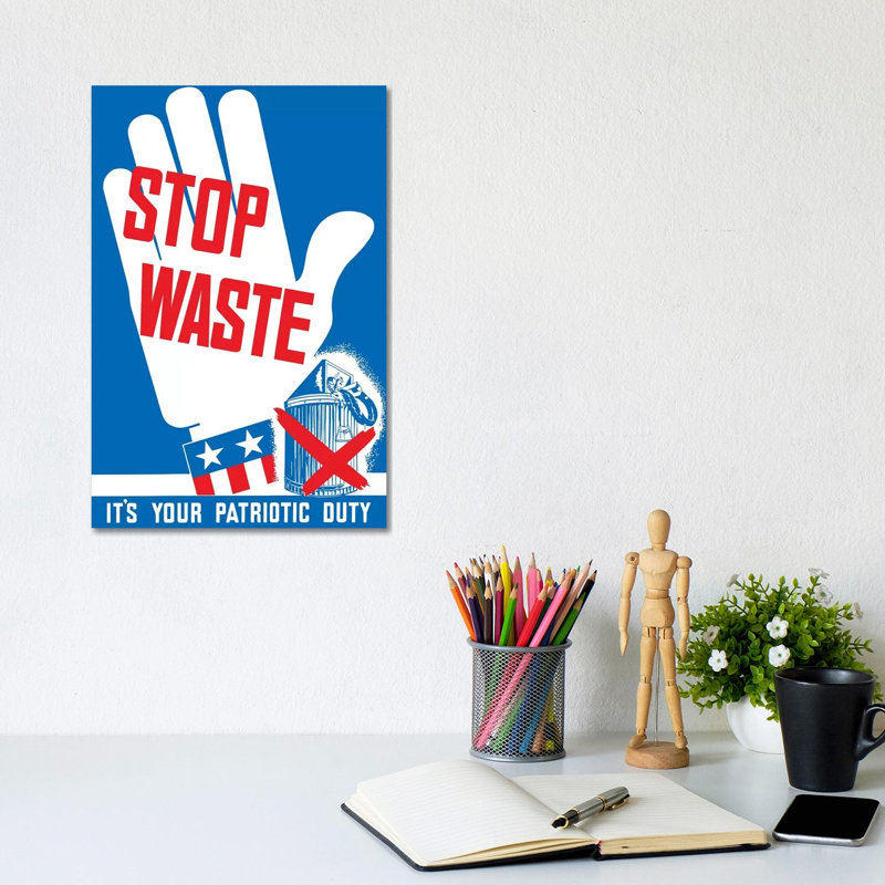 Vintage WWII Poster Of A Hand Making A Stop Sign by Stocktrek Images - Wrapped Canvas Print, 20.32 cm H x 30.48 cm W