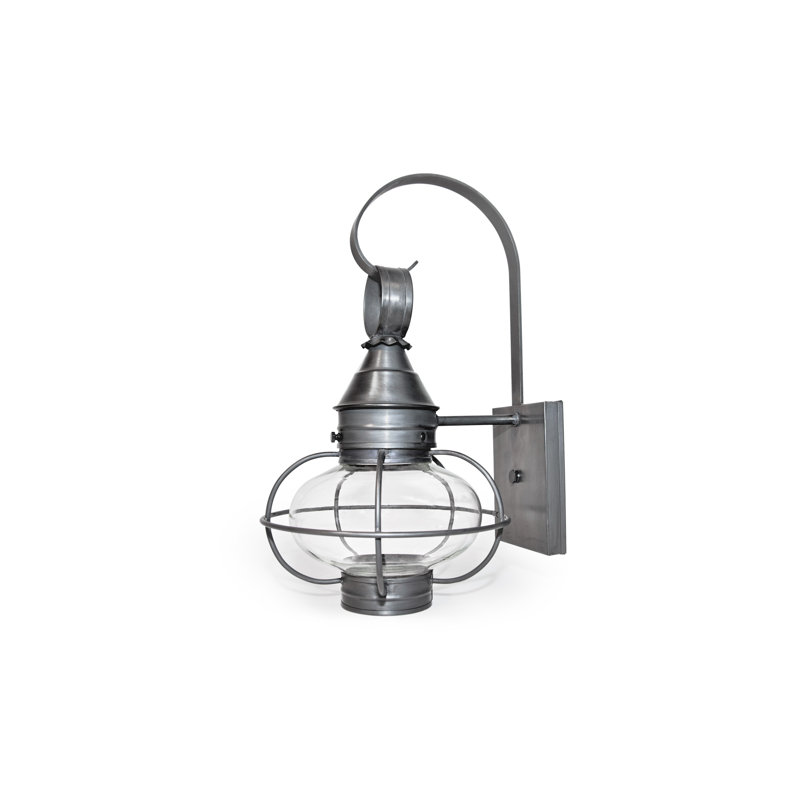 Onion 1-Light Outdoor Wall Lantern, Dark Brass, Clear, 21" H x 12" W x 13.5" D