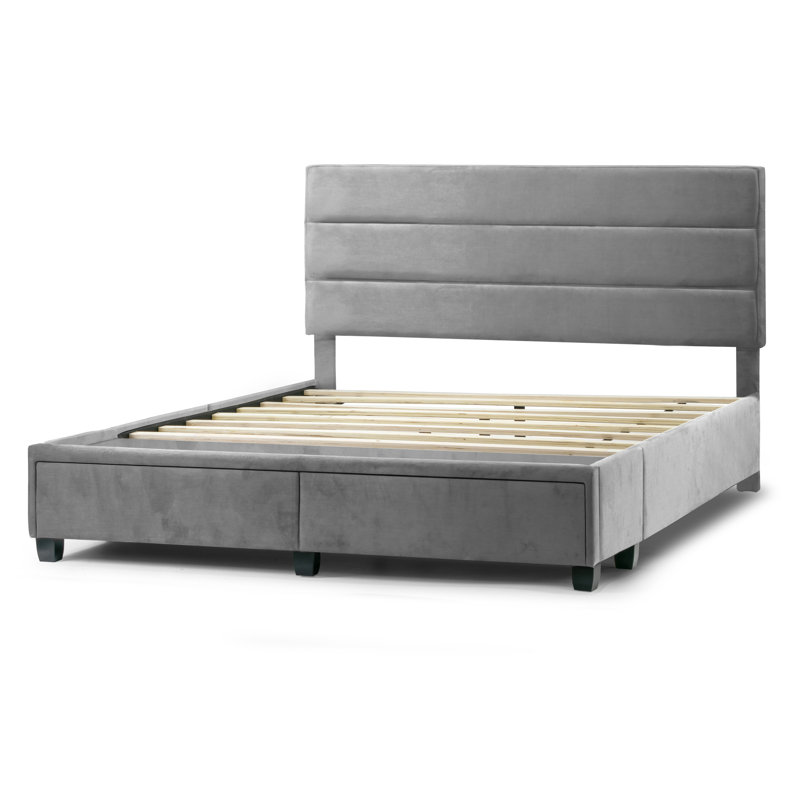 Wenger Upholstered Platform Storage Bed, Silver, King