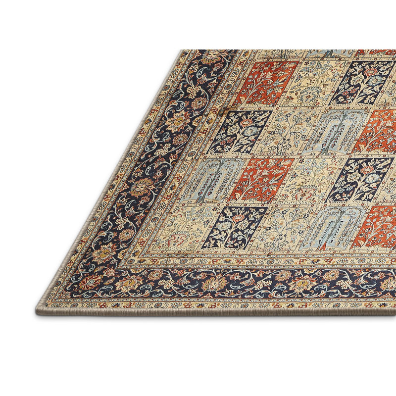 Tapis traditionnel mauve / beige / rouge Grind, Rectangle 5 pi x 7 pi