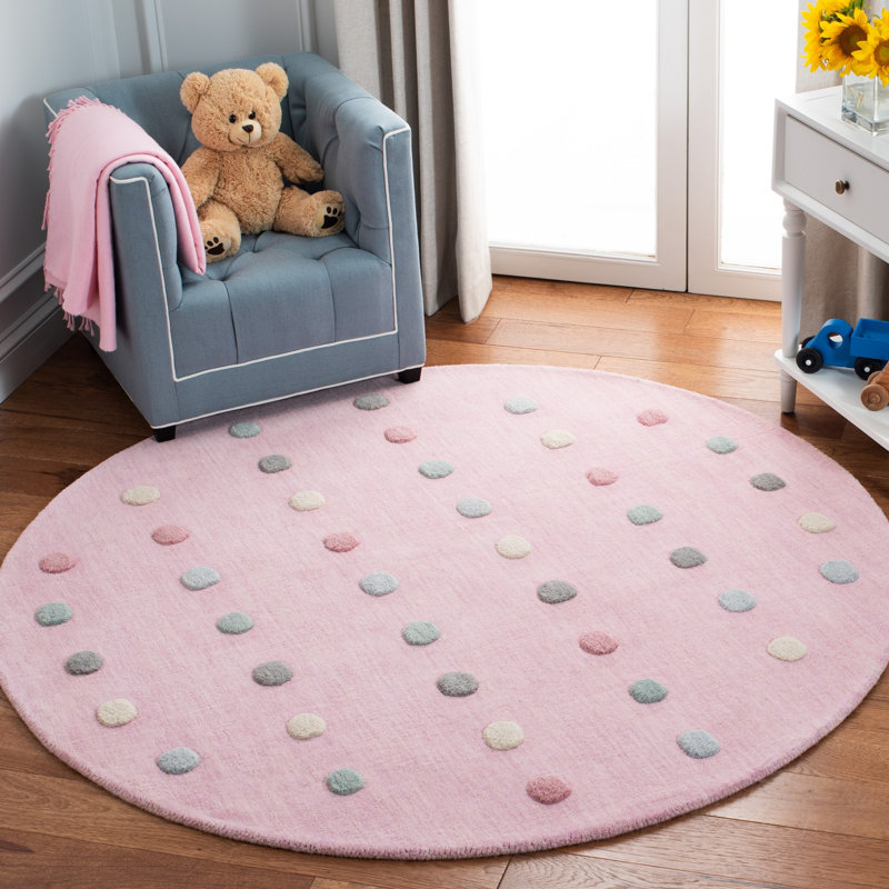 Hachirou Hand Loomed 70% Wool, 20% Latex, 10% Cotton Rug, Round 5'