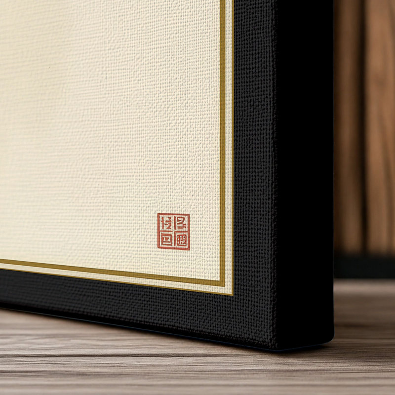 Bamboo in Ink Japandi - Wrapped Canvas, 36x24 - 91.4 x 61.0 cm, Black Border