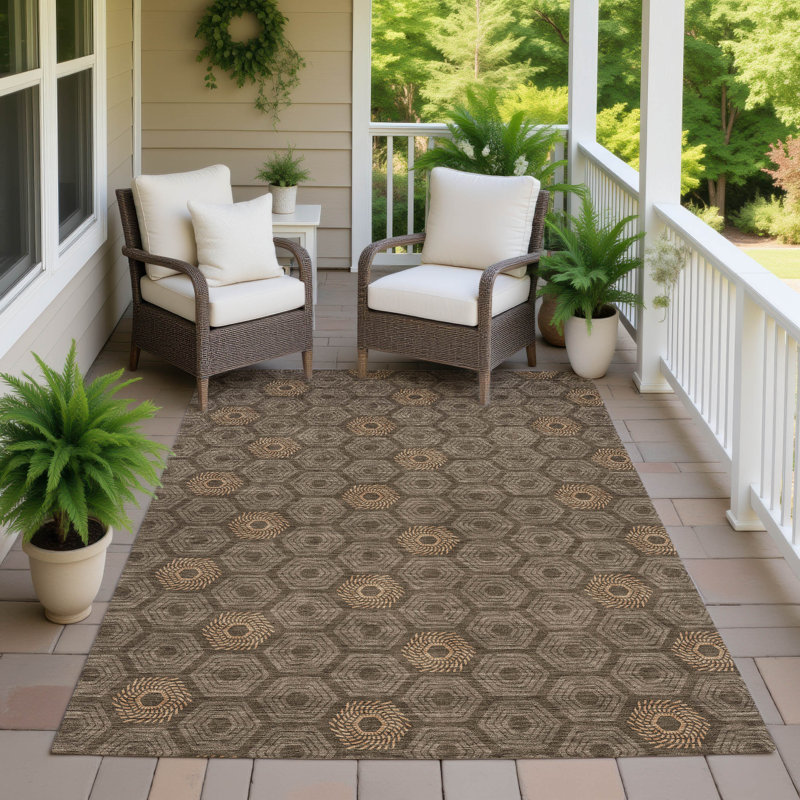 Machine Washable Indoor/Outdoor Chantille ACN2559 Geometric Rug, Chocolate, 2'6" x 3'10"