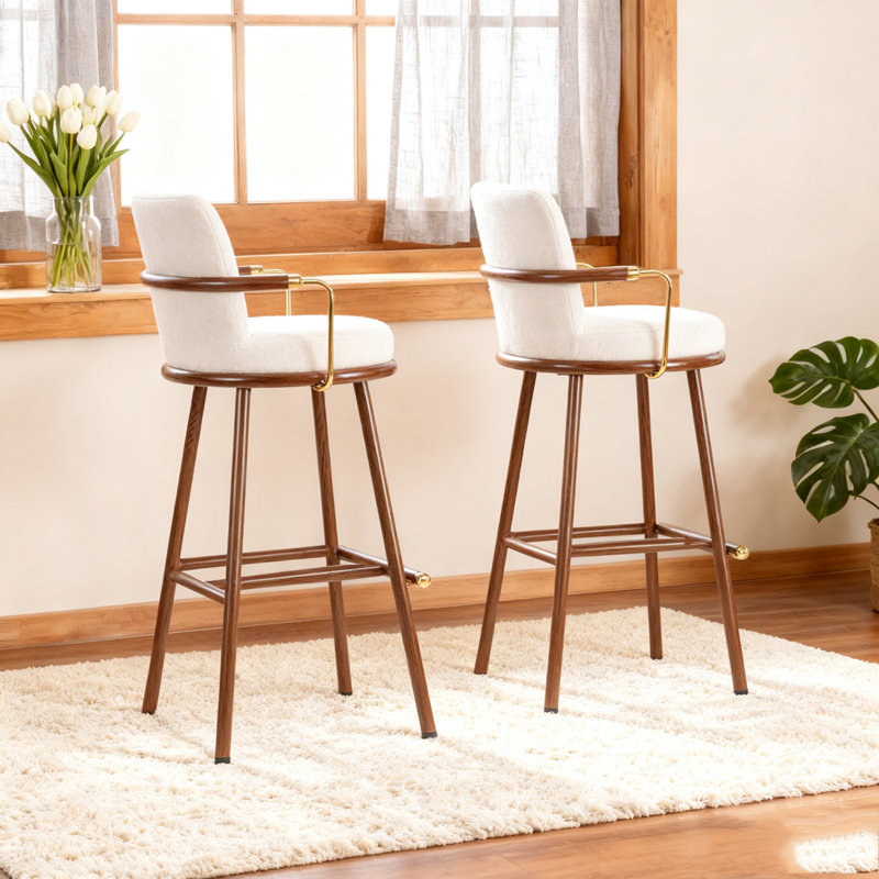 Upholstered Bar Stool with Metal Frame