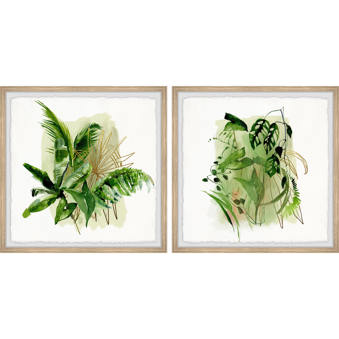 Mendocino Glowing Greens by Marmont Hill - 2 Piece Picture Frame Painting Print Set on Paper