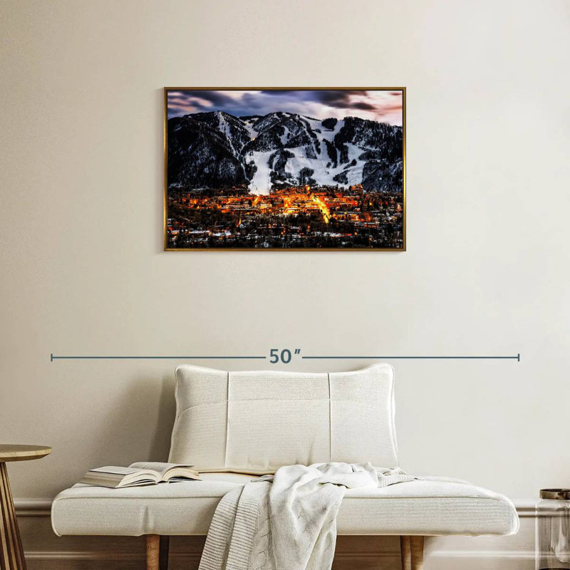 Aspen la nuit, Cadre flottant doré, 31 po x 21 po