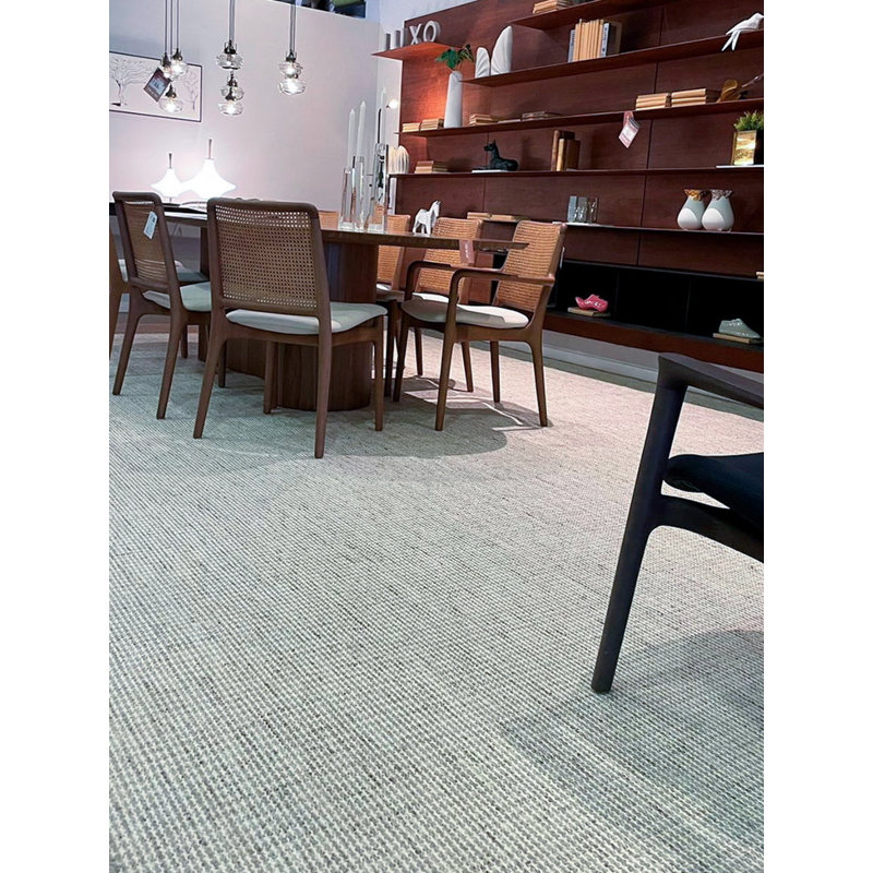 St. Barts Hand Loomed Wool Area Rug in Silver, Rectangle 5' x 8'