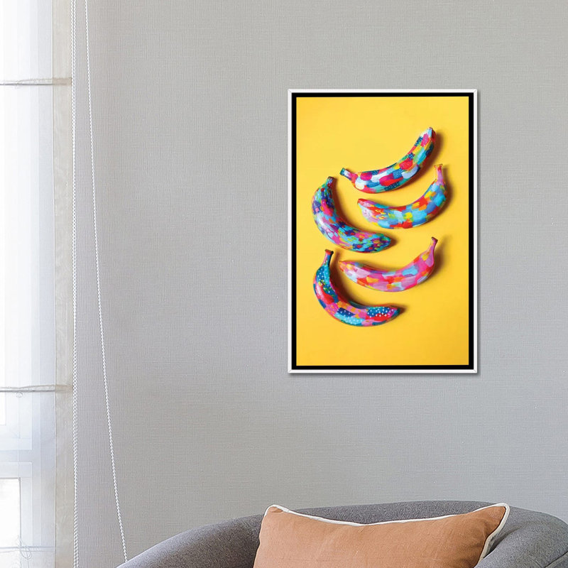 «Banana II» par EttaVee - impression d'art graphique, Toile blanche encadrée, Pas de tapis, H 26 po x l 18 po x P 1,5 po
