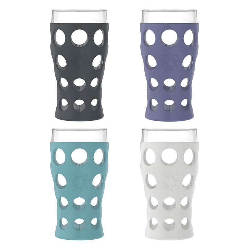 20oz. Drinking Glass Set, Purple/Blue/White