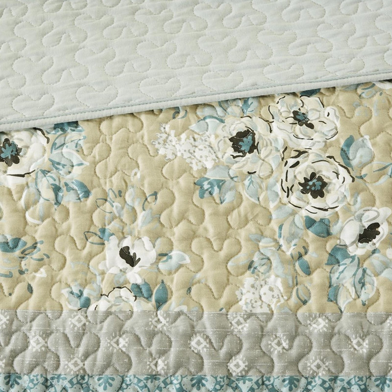 Courtepointe 6 pièces très grand / très grand avec 3 coussins décoratifs ornés