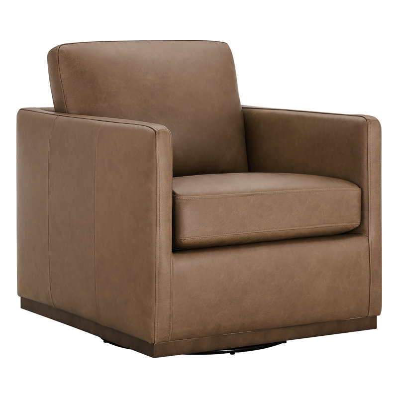 Chaise en cuir véritable (ensemble de 2), Brun clair Marseille