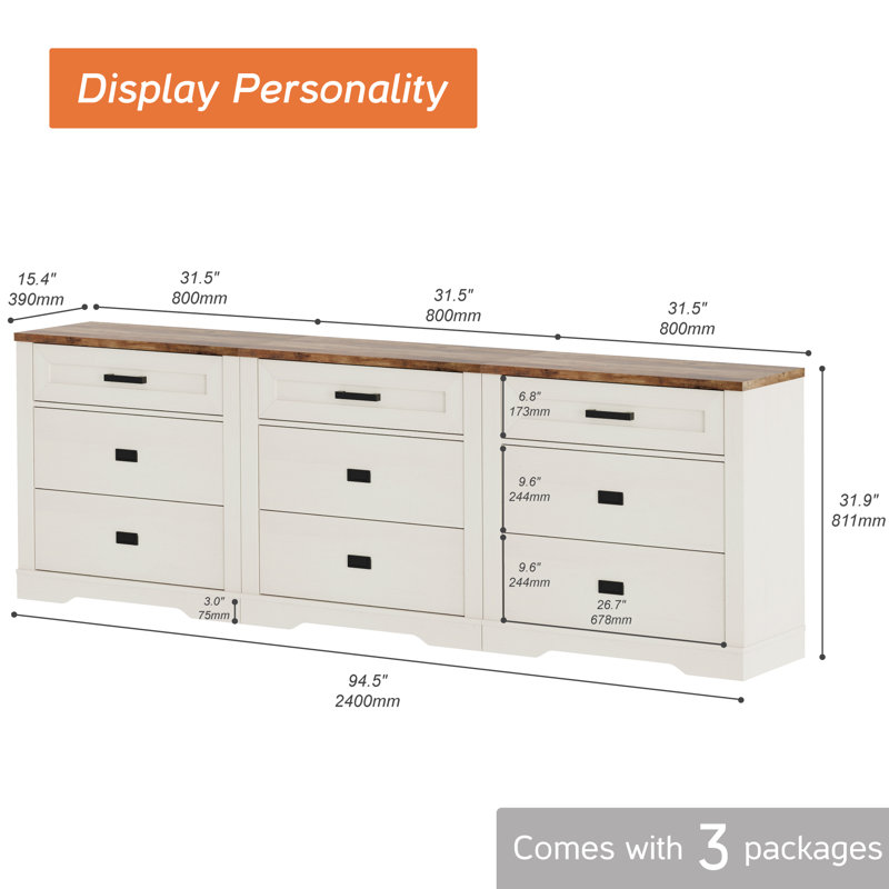 Commode 12 tiroirs pour chambre blanche, Blanc