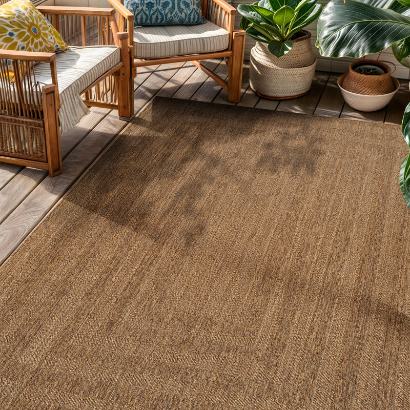 Geometric Natural/Jute Easy-Care Indoor/Outdoor Flat Woven Area Rug, Rectangle 4' x 6', Natural