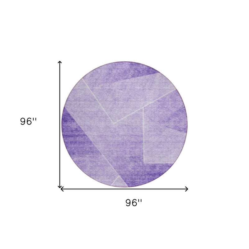 Tapis d'intérieur rond lavable abstrait mauve et ivoire 8 pi