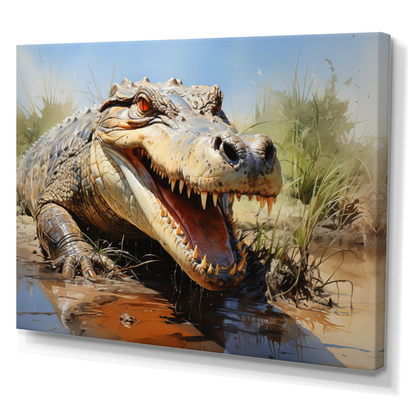Portrait de crocodile africain, H 16 po x l 32 po x P 1 po, Toile tendue