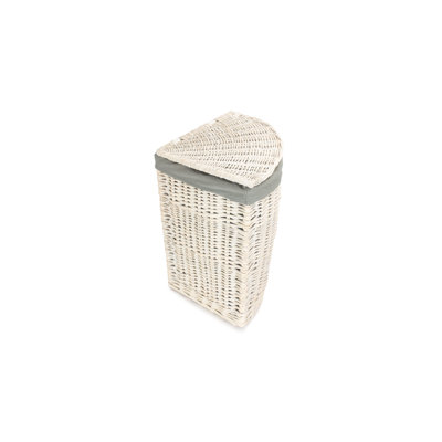 Wicker Lined Corner Laundry Bin Basket