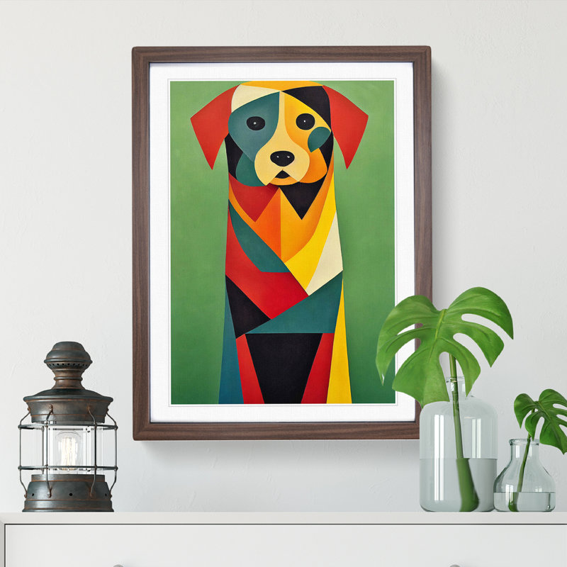Dog - Framed Print, 34cm H x 25cm W x 2cm D, Walnut