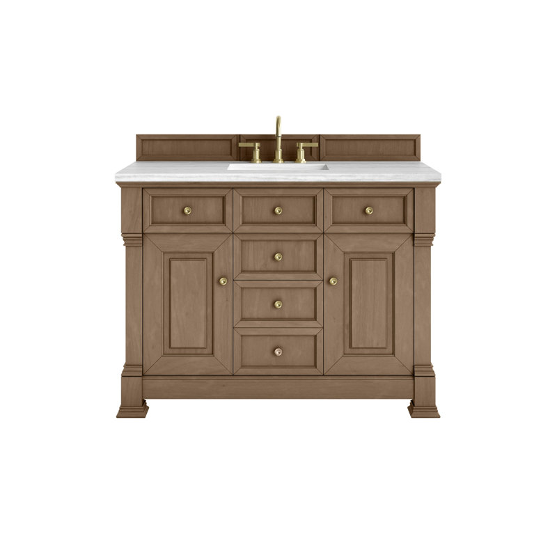 Brookfield 48'' W Single Vanity, White Zeus, Pecan, Widespread