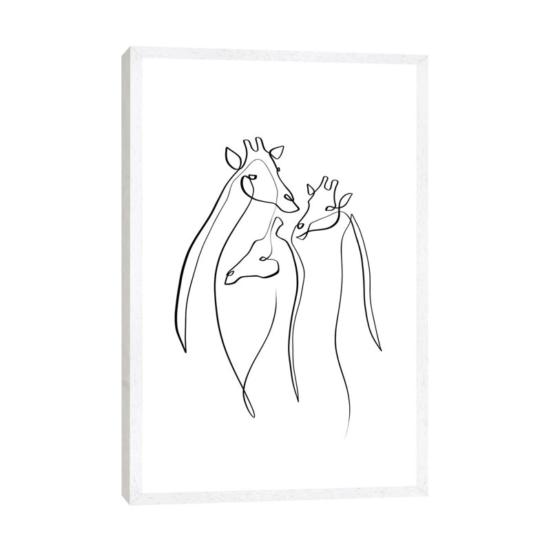 Giraffe Trio by Dane Khy - Print on Canvas, White Framed, 101.6cm H x 66.04cm W x 3.81cm D
