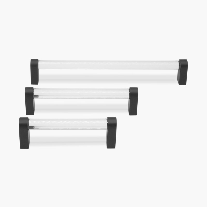 Clarity Acrylic Center to Center Bar / Handle Pull, Matte Black/Clear, 5" Center to Center