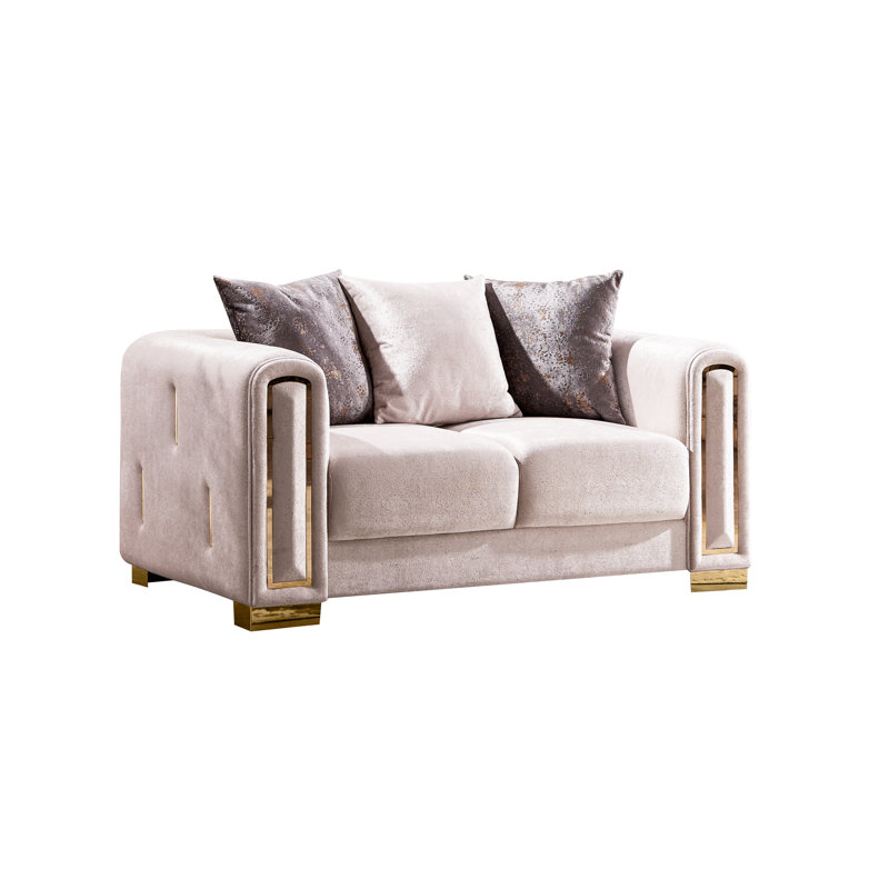 Ensemble de salon en velours 3 pièces Foehr, Velours beige