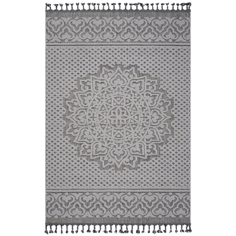 4x6 Loom & Medallion Area Rug Gray/white - Stain , Non-shedding, For Bedroom And Office Style, Pet-, Kitchen Study