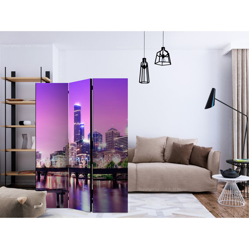 Gurlie 135cm W x 172cm H 3 - Panel Solid Wood Folding Room Divider