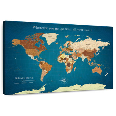 Carte du monde personnalisée avec punaise IV