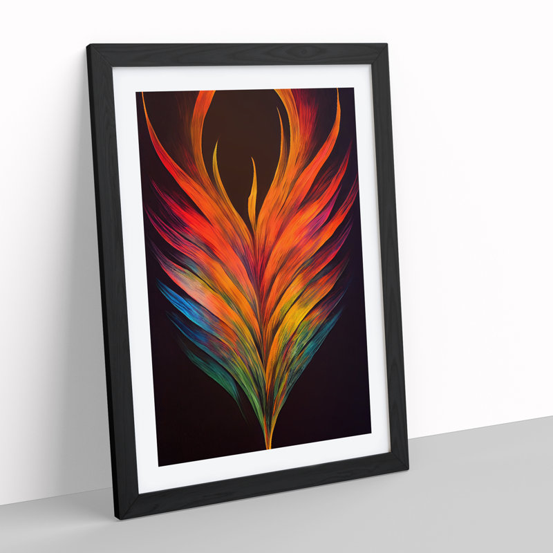 Daring Feather - Single Picture Frame Print, Black, 46cm H x 34cm W x 2cm D