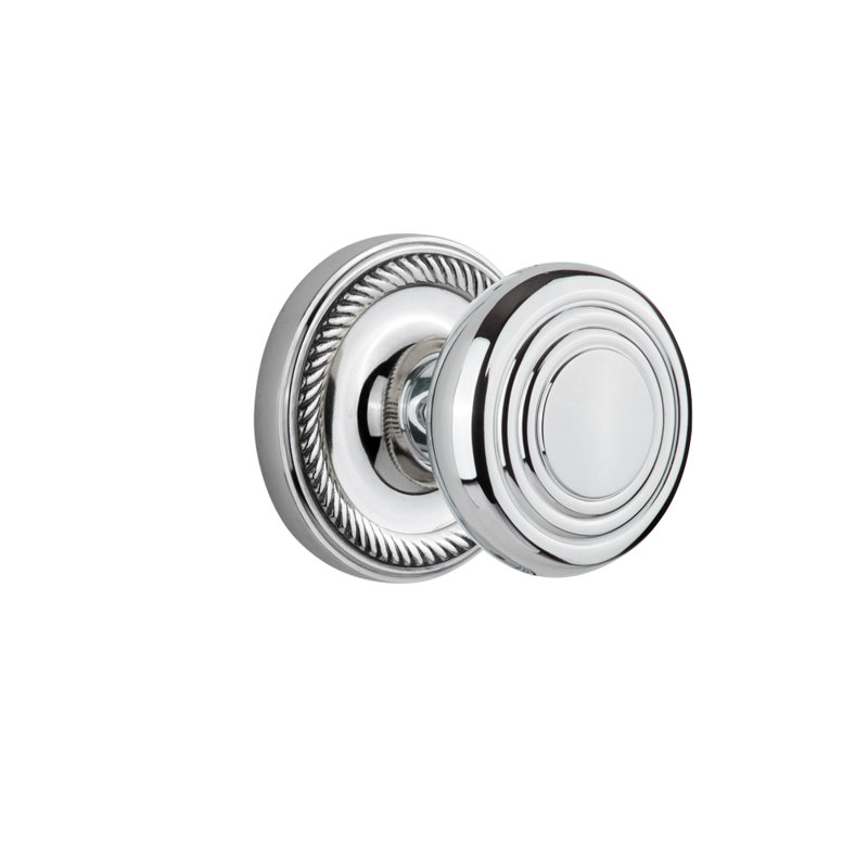 Rosette en corde avec poignée de porte décorative, 2 3/8, Chrome brillant