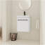 Meuble-lavabo flottant mural 18 po avec lavabo en céramique et porte d'armoire à fermeture en douceur, pour petite salle de bain-281739845-281739844