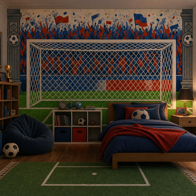 Papier peint de soccer mural Soccer Stadium, Textured Non-Pasted, 140"x108"