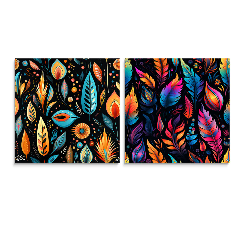 Ursula - Ensemble de 2 peintures murales abstraites en acrylique Boho, H 30 po x l 61 po