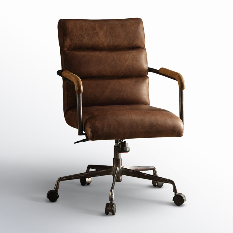 Elser Genuine Leather Task Chair, Retro Brown