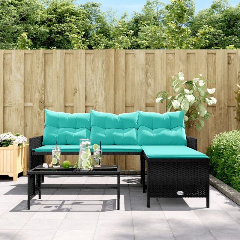 Vallecito Sofa Seating Group with Cushions, Black/Blue