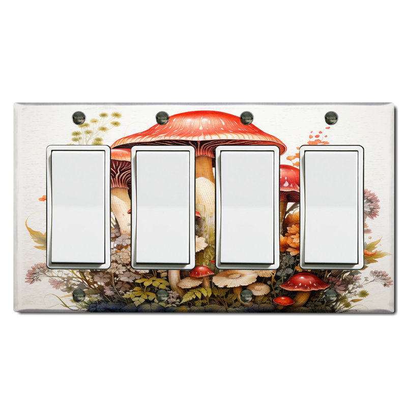 Nature Themed 4 - Gang Toggle Light Switch Standard Wall Plate