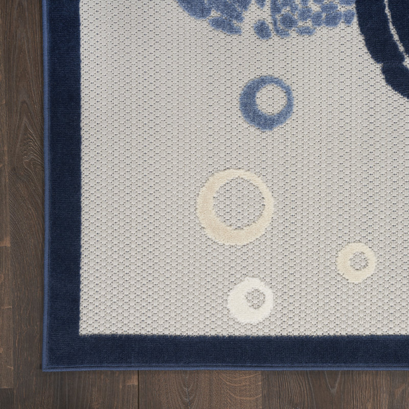 Tapis intérieur / extérieur bleu / gris / bleu marine, Rectangle 6 pi x 9 pi